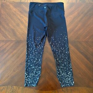 Lululemon Speed Wunder Crop Leggings 8 Speckle Shine Print Black‎ Silver 23"